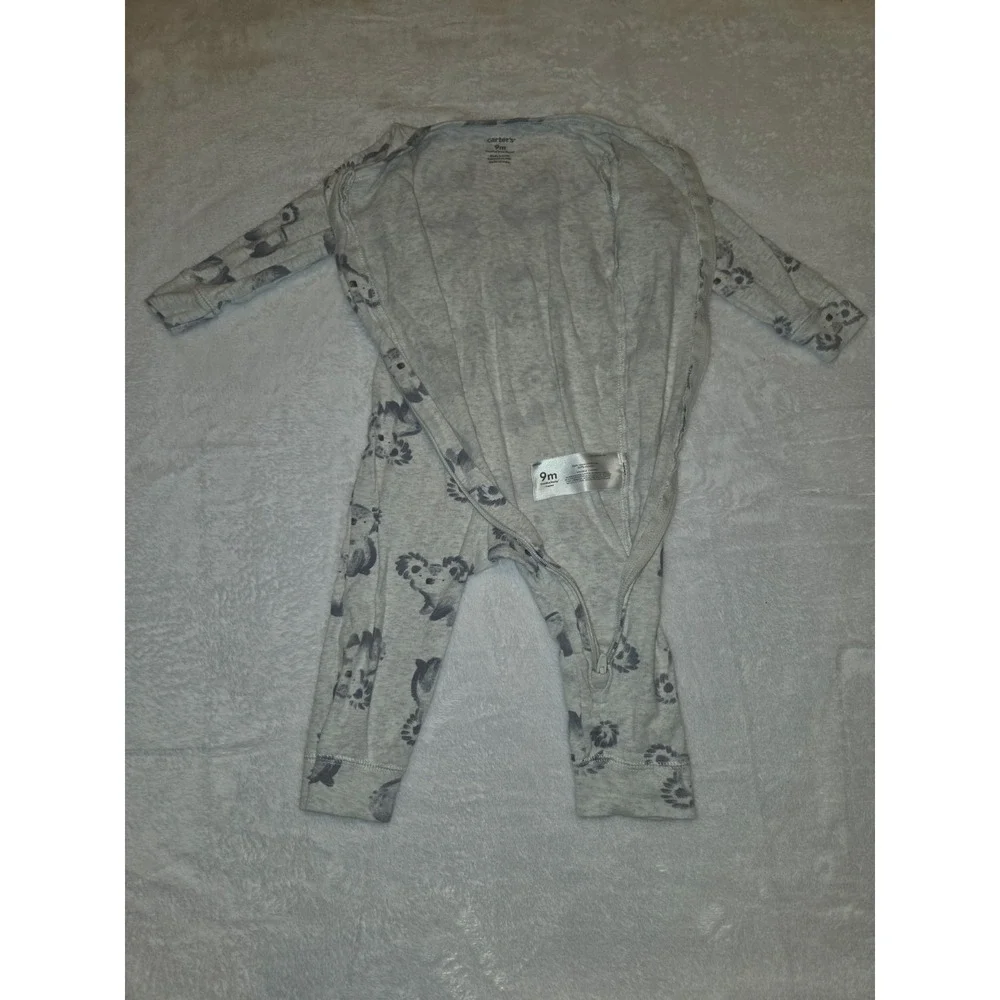 Sleeper/Blanket SET Carter's 9M Gray/Blue  Animal Print Zip 017